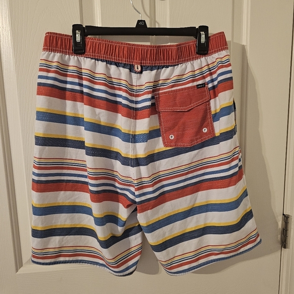 Johnnie-O Hope Town Stripe Swim Trunks Cayenne Size XL - Picture 3 of 6